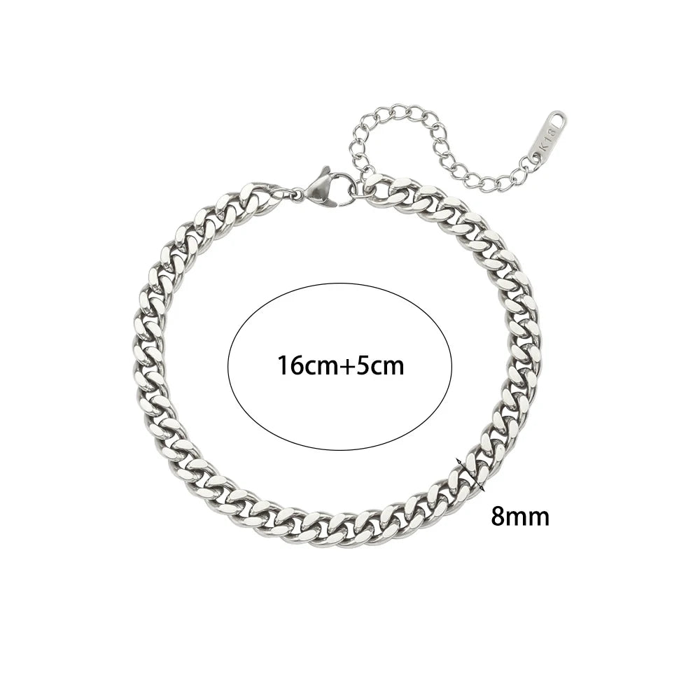E.B.belle Miniamlist Men Bracelet Gold Jewelry Street Style Stainless Steel 316L 18k Gold Plated Cuban Chain Bracelets For Women