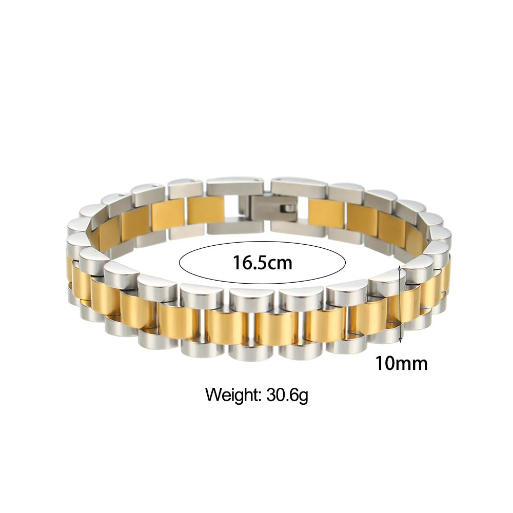 E.B.belle Miniamlist Men Bracelet Gold Jewelry Street Style Stainless Steel 316L 18k Gold Plated Cuban Chain Bracelets For Women
