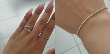 Diana, cliente, com anéis e pulseira de brilhantes Nuar Milano
